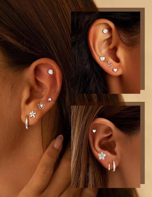 Aretes de tuerca hipoalergénicos de oro para mujeres y niñas - Jueg...