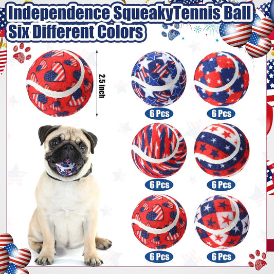 Suilung 36 pelotas de tenis chirriantes para perros del Día de la I...