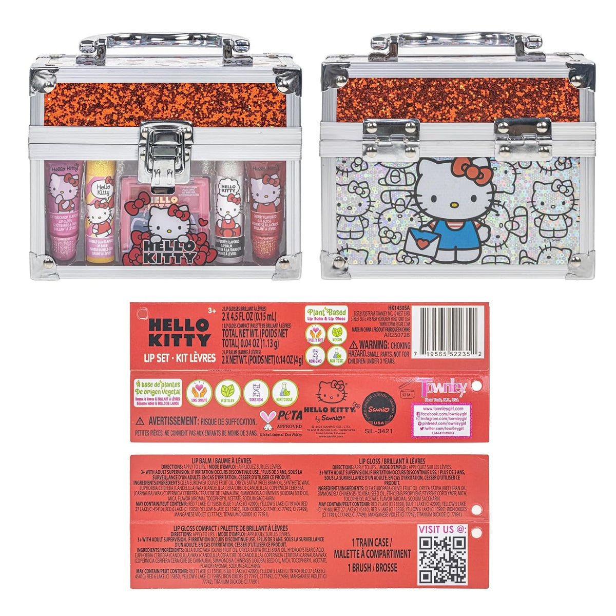 Hello Kitty Mini Train Case Beauty Set con maquillaje lavable, a pa...