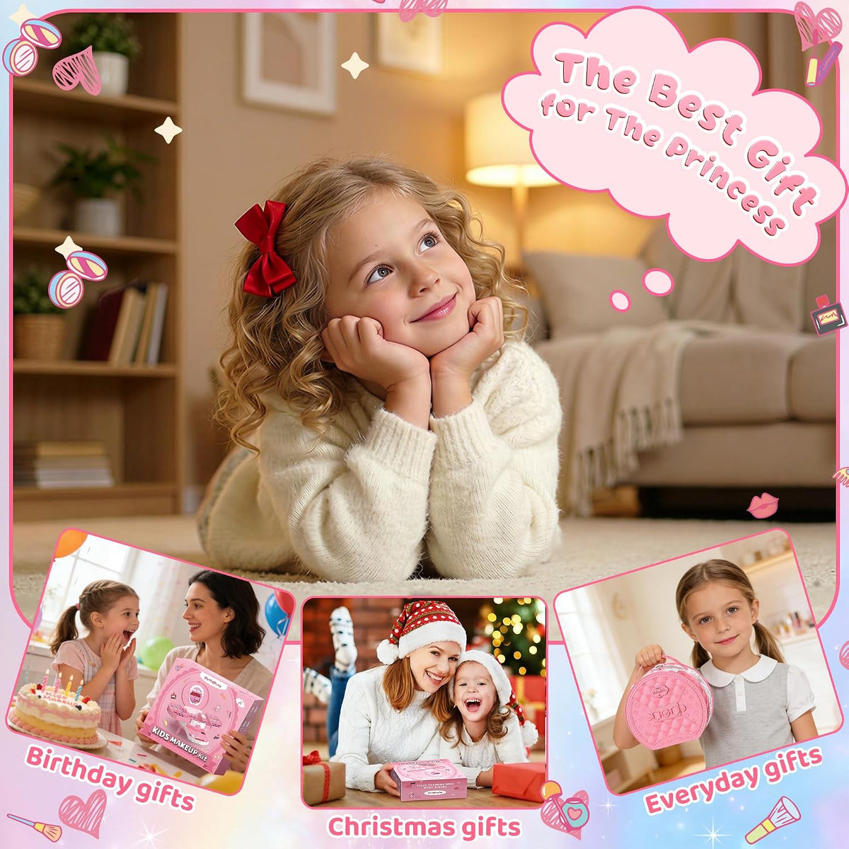 Kit de maquillaje para niños, 59 piezas, para niñas, cosméticos aut...