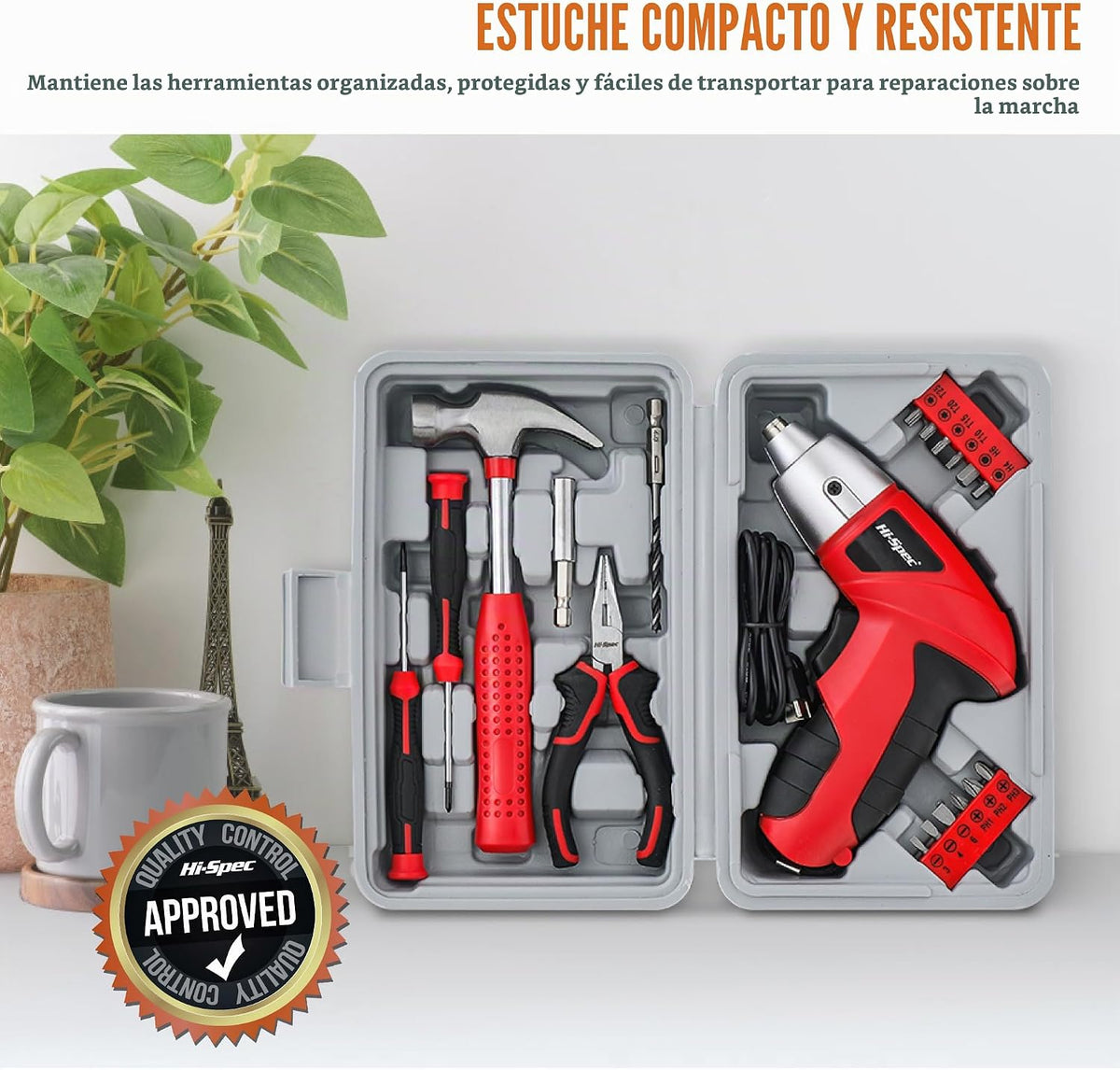 Hi-Spec Destornillador eléctrico pequeño USB de 3.6V y kit de herra...