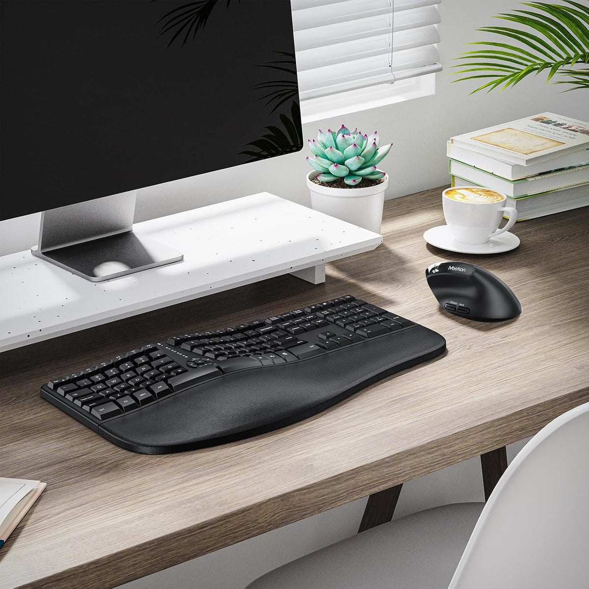 MEETION Teclado y mouse ergonómicos, teclado inalámbrico con mouse...