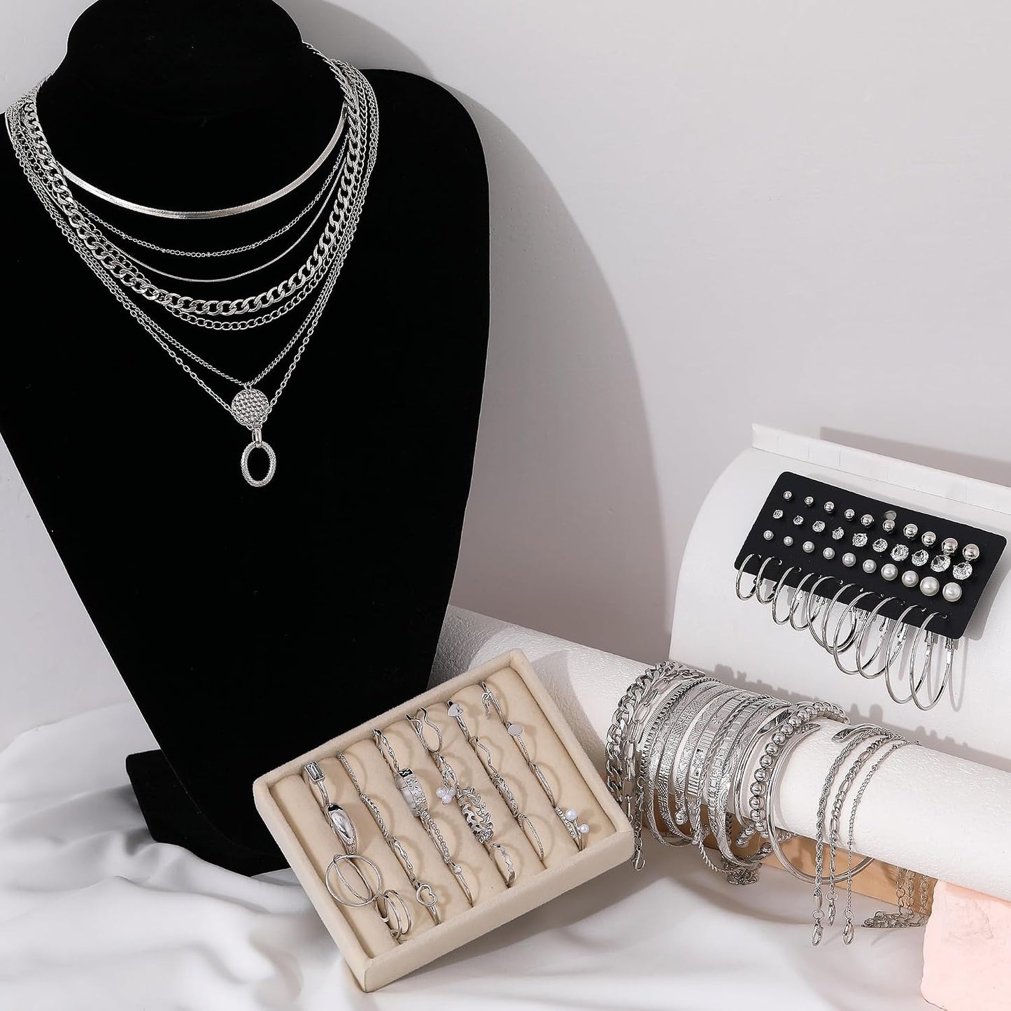 FAXHION Juego de joyas de oro para mujer, 68 piezas, con 7 collares...