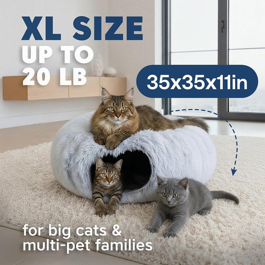 Cama túnel de dona para gatos, túneles para gatos de interior, esco...