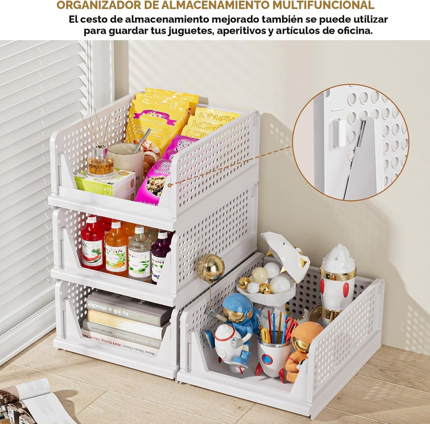 SNSLXH Paquete de 5 cajas organizadoras apilables de armario, cesta...
