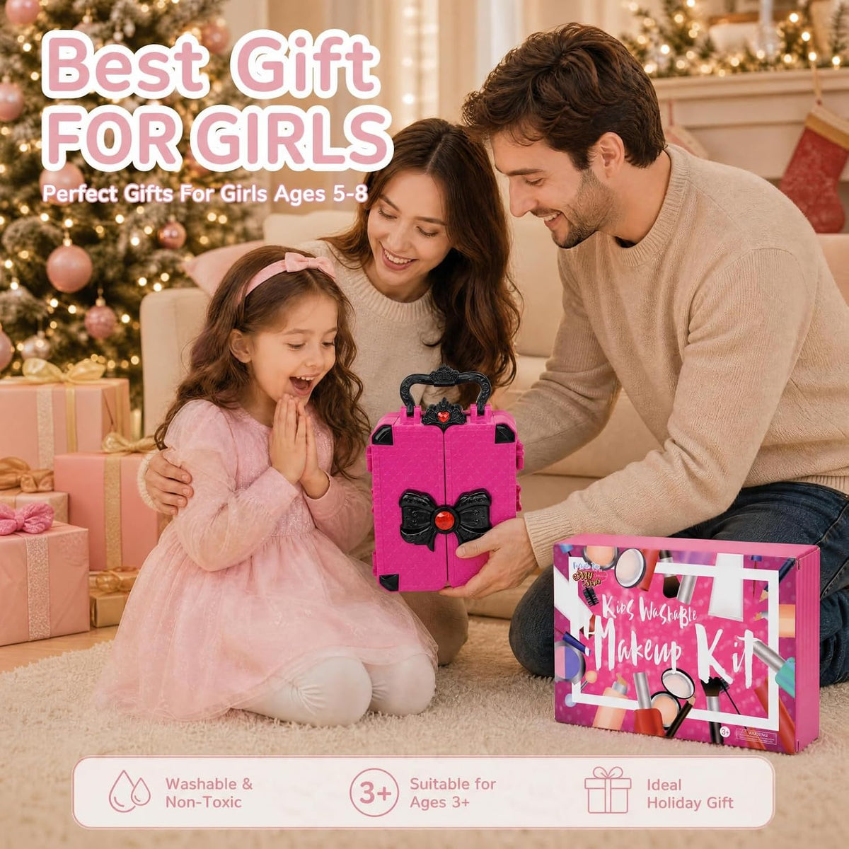 Juegos de maquillaje para niñas de 5 a 8 años, kit de maquillaje de...