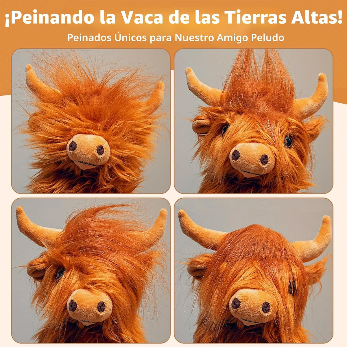 Marysun Peluche de vaca de las Highlands para niños no apto para mi...