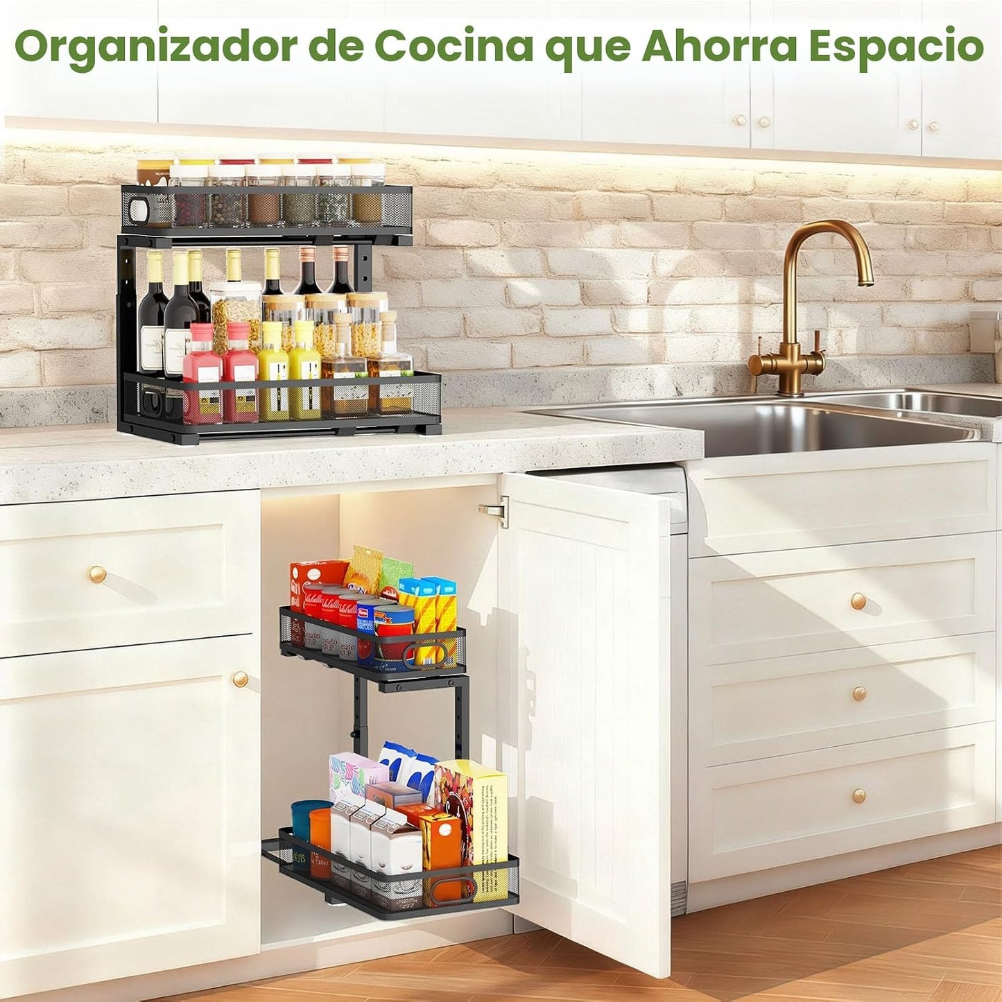 Organizador para debajo del fregadero, 4 unidades, estante de metal...