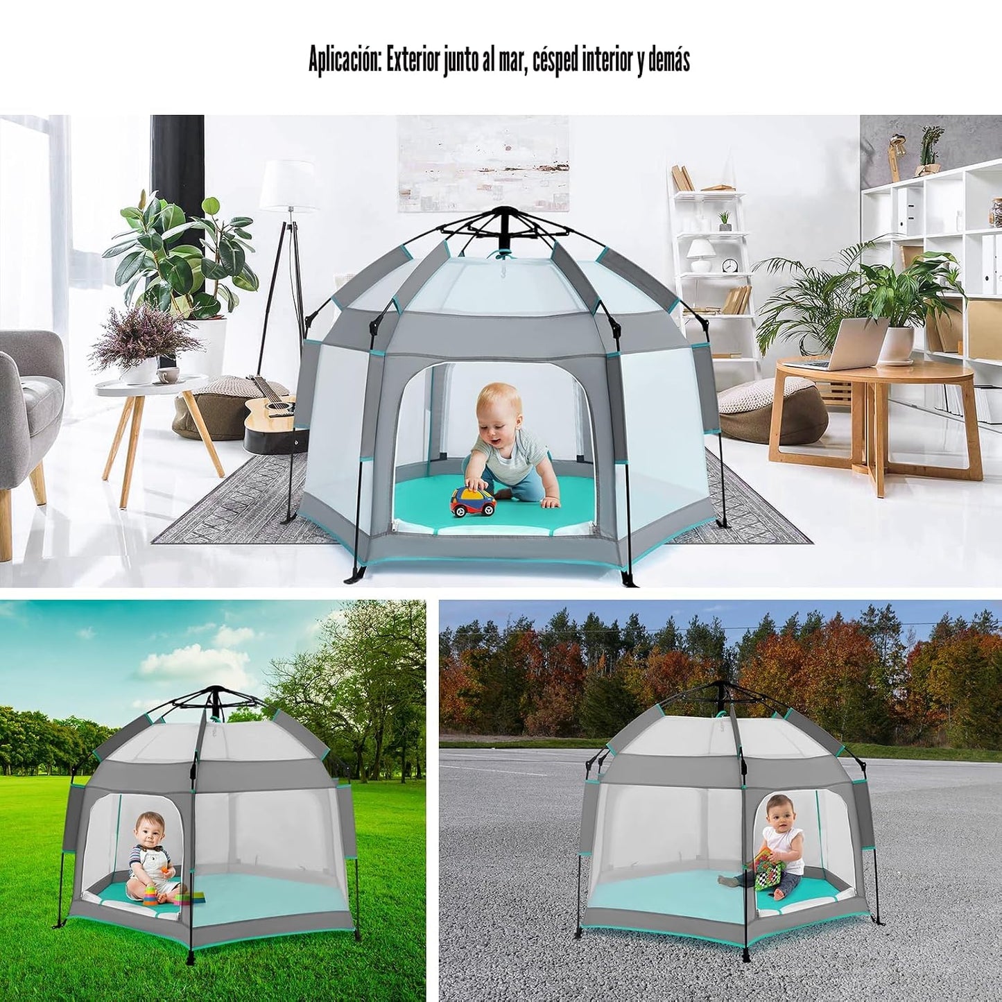 Bend River - Corralito para bebés con toldo, tienda de campaña hexa...