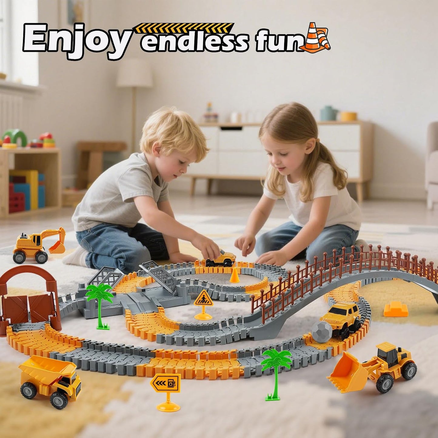 TGJH Juego de Pista de Carreras de Construcción para Niños - Juguet...