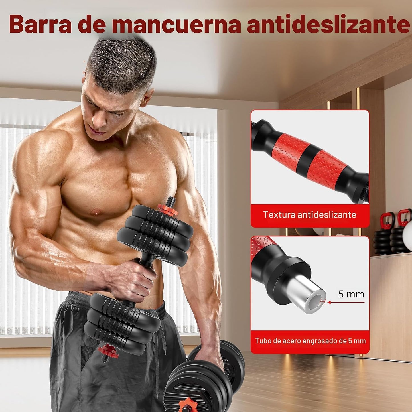 SCEPKN Juego de mancuernas ajustables, juego de pesas libres de 10\...