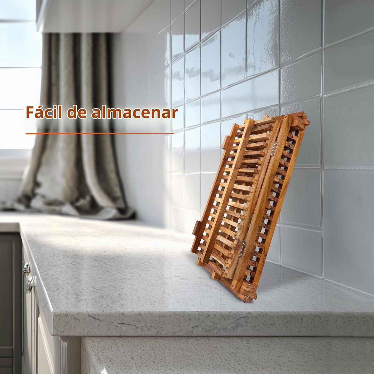 Utoplike Escurridor de platos plegable de madera de teca de 3 nivel...