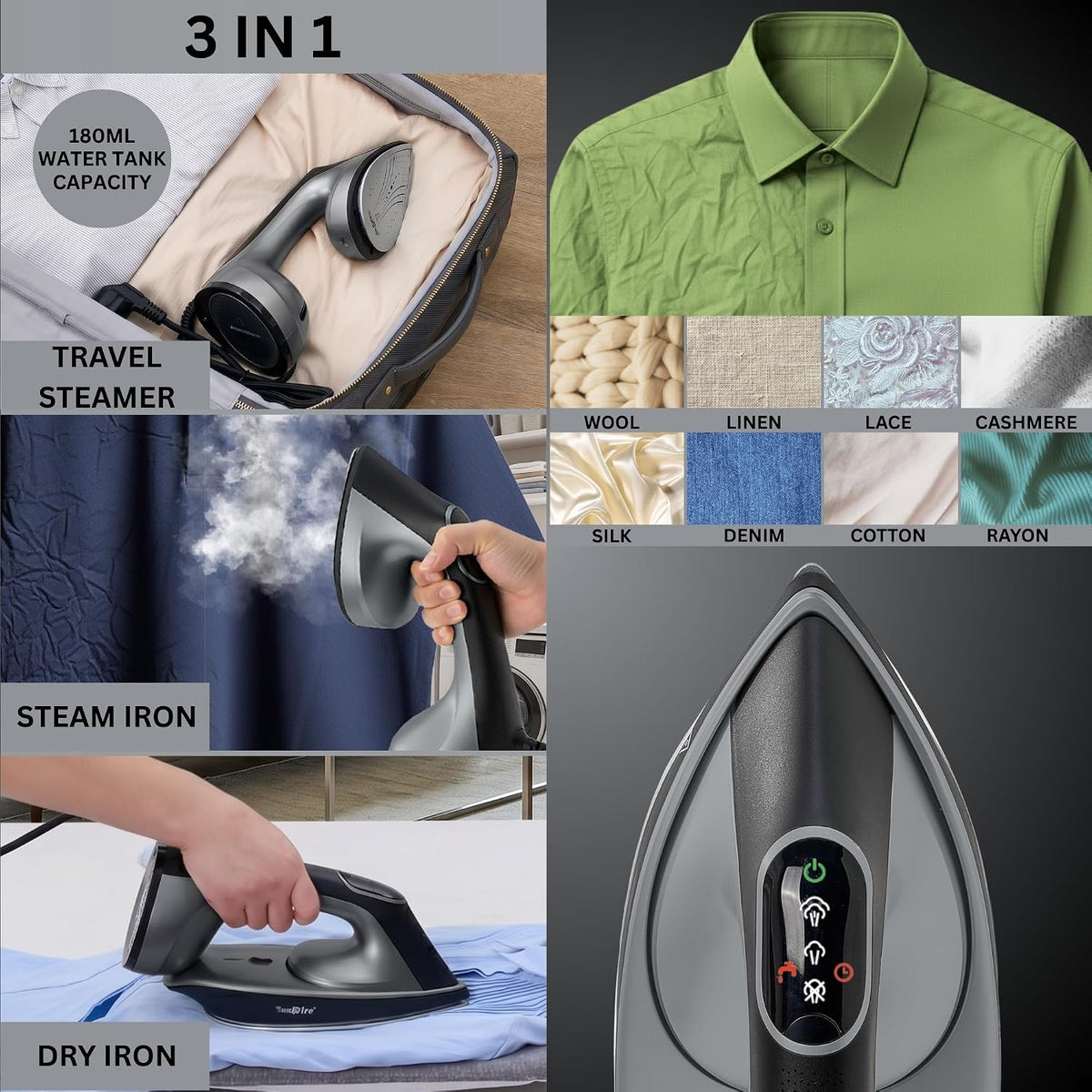 True & Tidy DuoPress XL 2 en 1 vaporizador y plancha para ropa,...