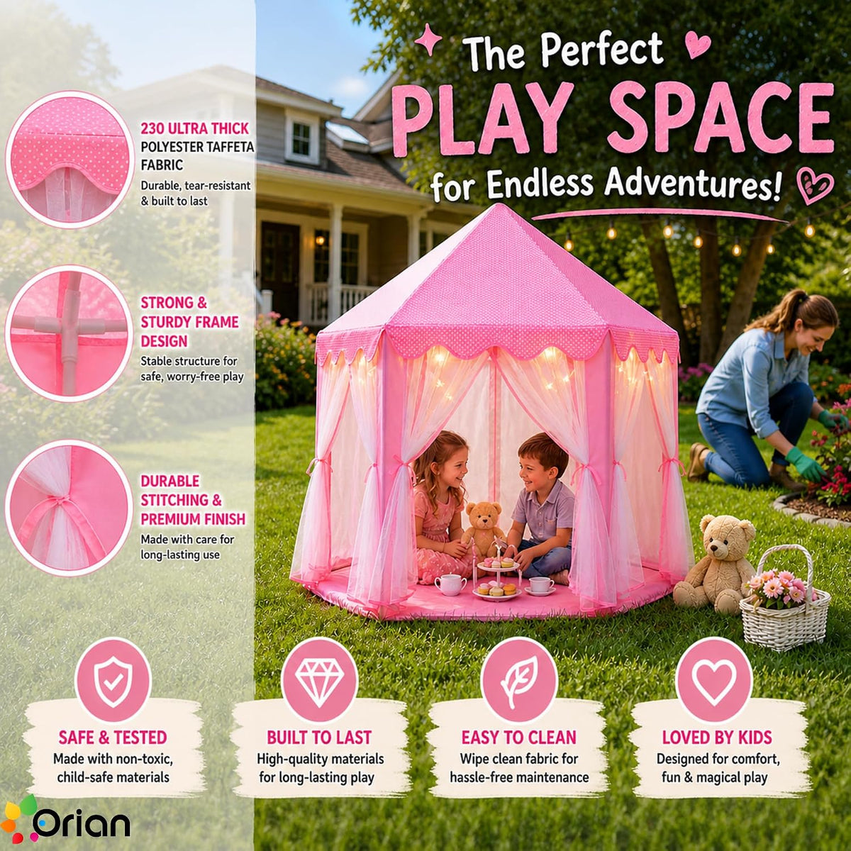 ORIAN Tienda de campaña Princess Castle Playhouse para niñas con lu...