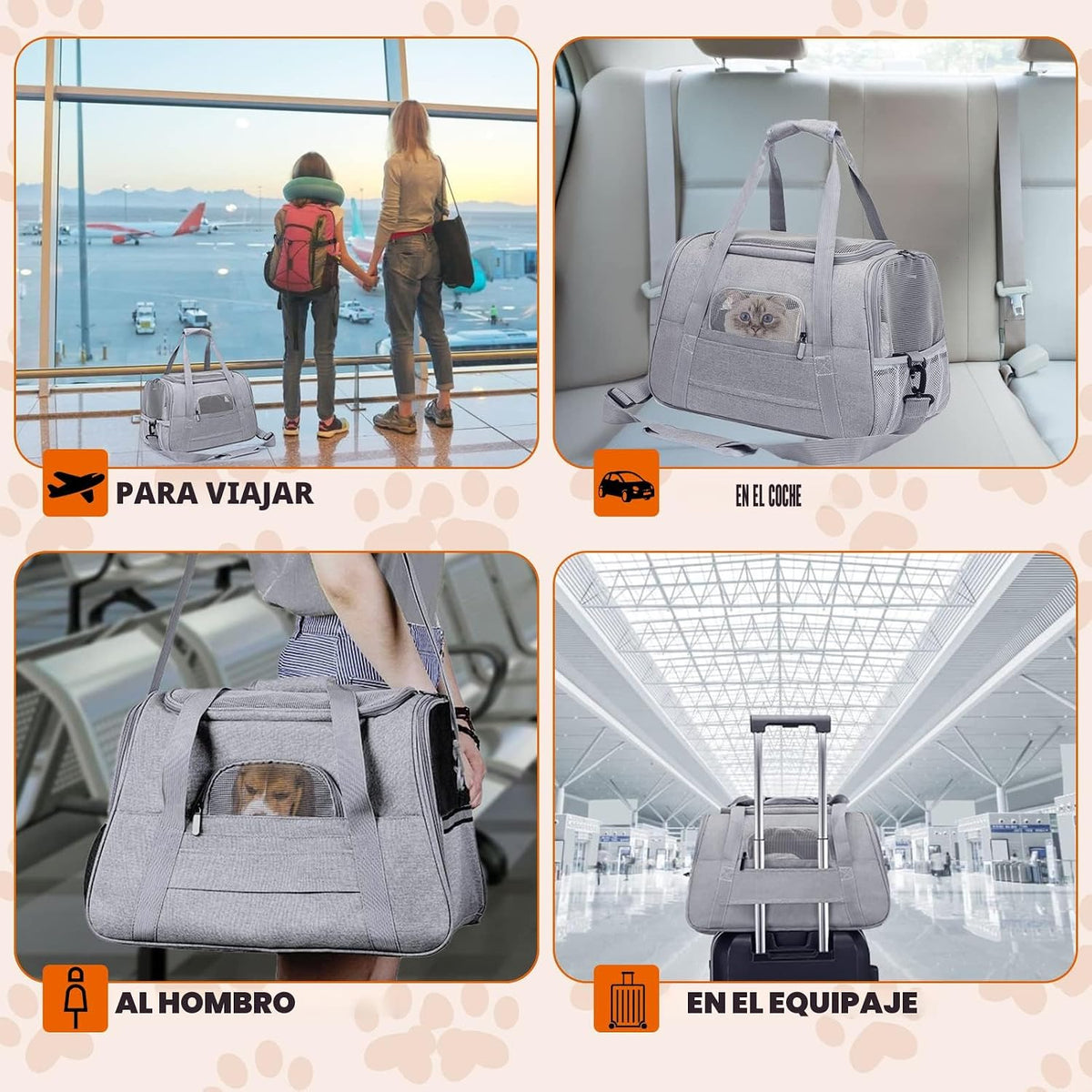 Bolsa de transporte para mascotas aprobada por aerolíneas para gato...