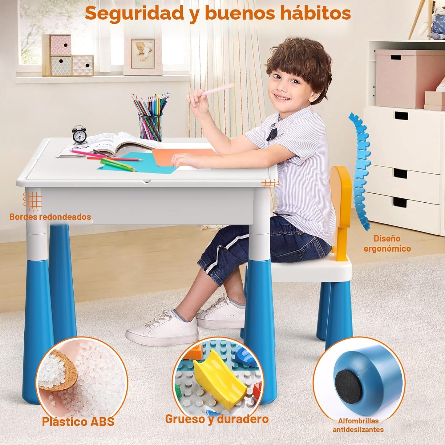 Arscniek Mesa de actividades para niños pequeños 7 en 1, juego de m...