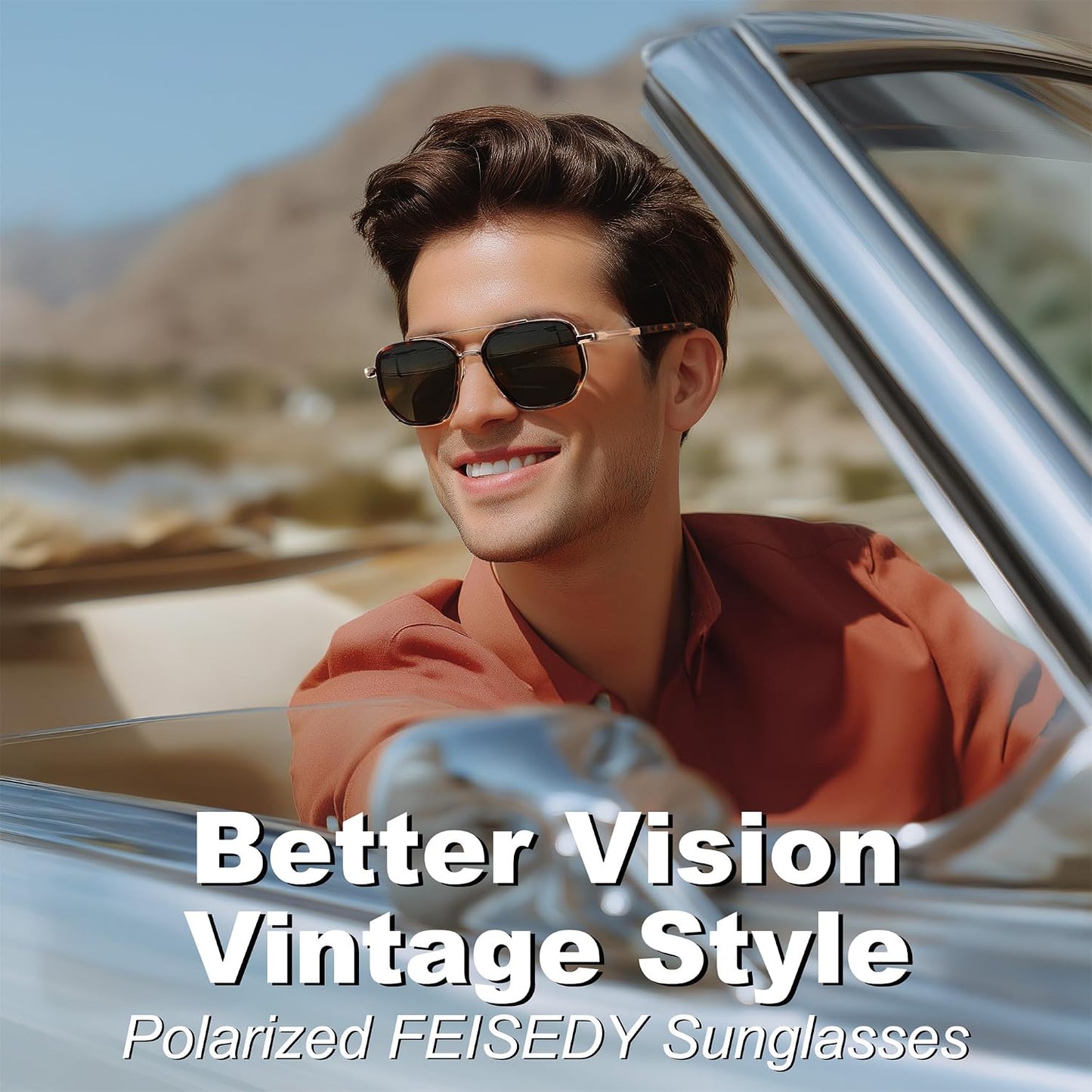 FEISEDY - Lentes de sol polarizados estilo aviador para hombres, ma...