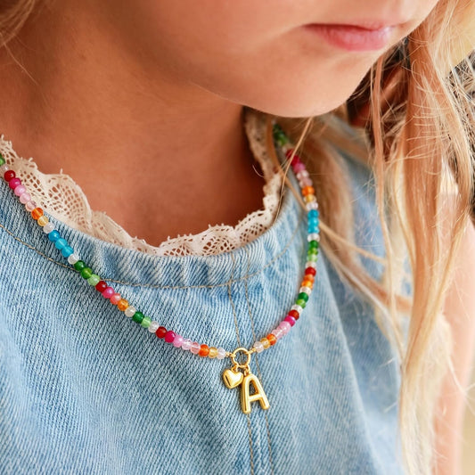 LOVEZORA Collar con inicial para mujer, collares de cuentas de colo...