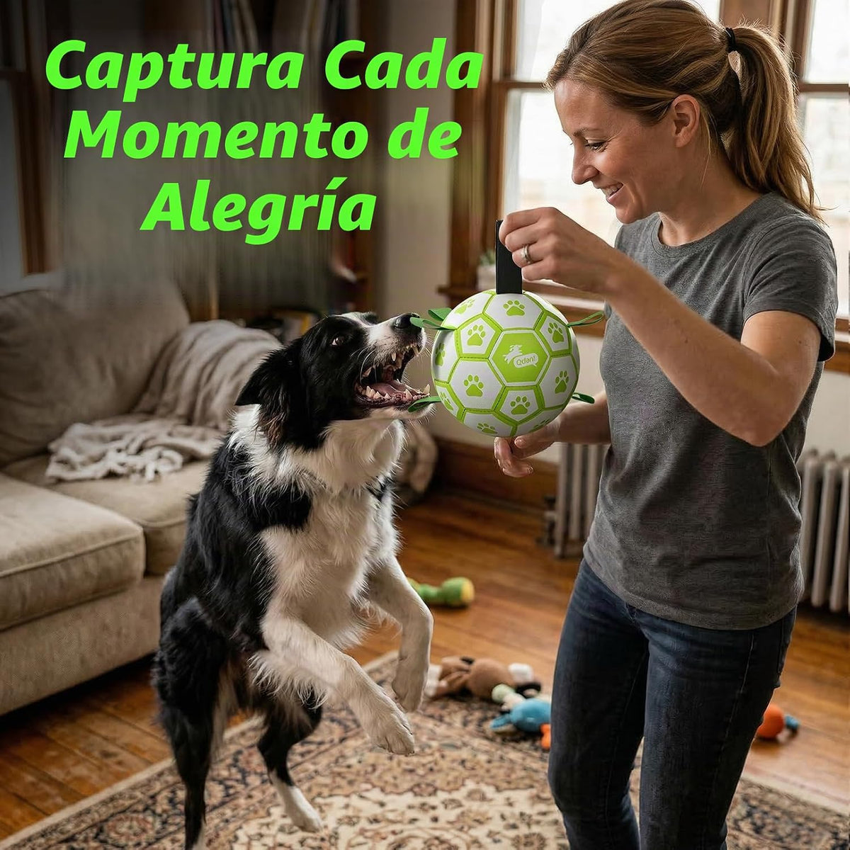 QDAN Pelota de fútbol para perros que brilla en la oscuridad con co...