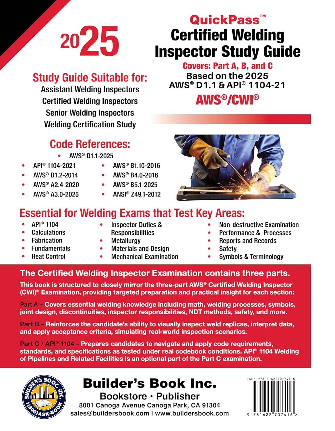 Inspector de soldadura certificado AWS\/CWI QuickPass Libro de herr...