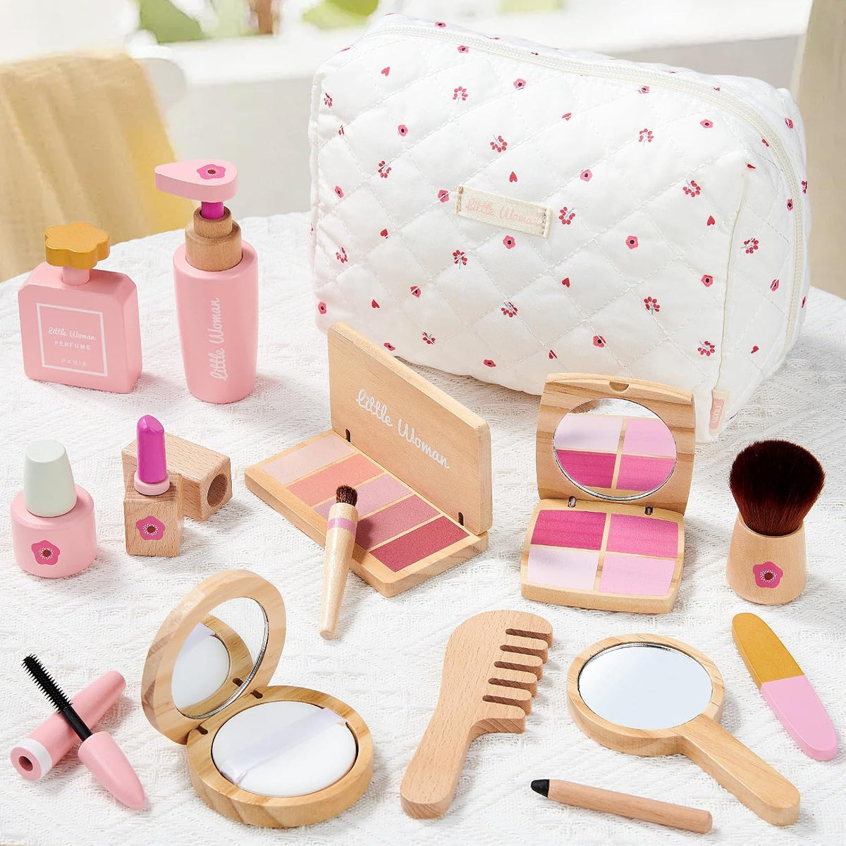 Conjunto de juguetes de maquillaje de madera Lonico para niñas, kit...