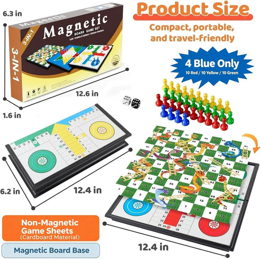 Juego de mesa magnético 3 en 1 para niños y adultos, juego clásico...