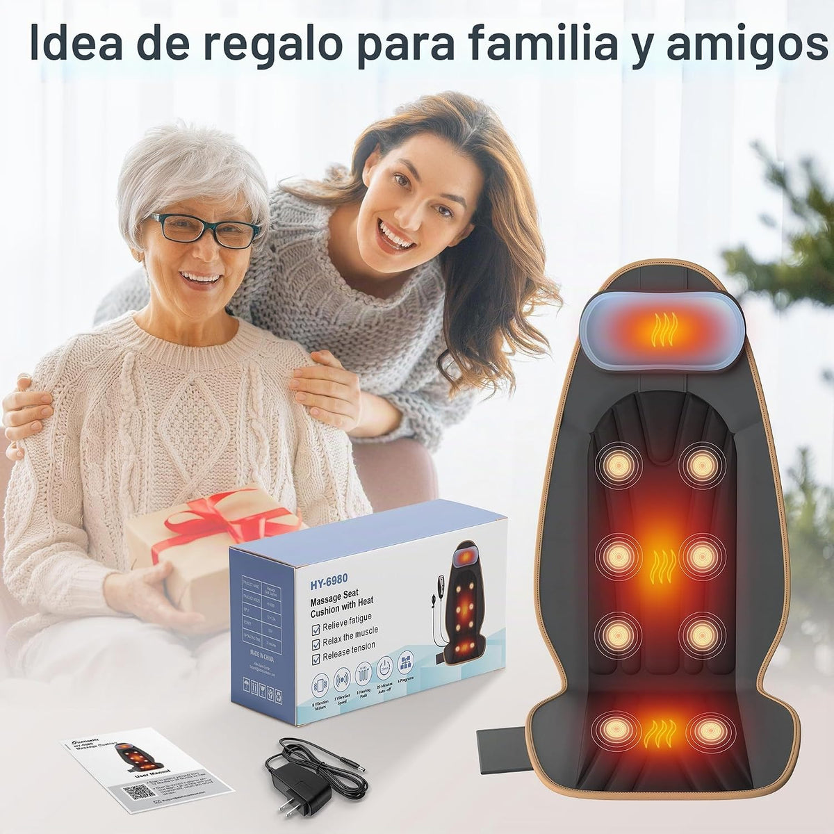 SLOTHMORE - Masajeador de espalda para silla, almohadilla de masaje...