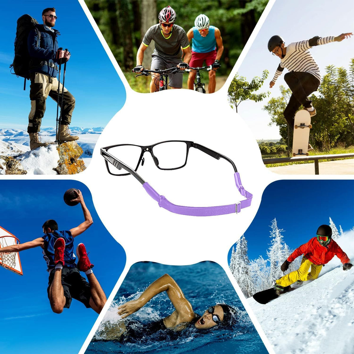Enenfly Correas ajustables para gafas, paquete de 3 retenedores de...