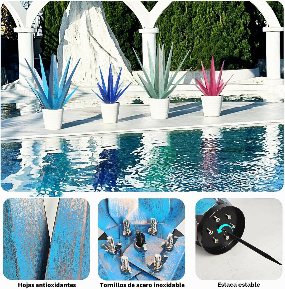 KODIBO Planta de agave de metal grande para decoración al aire libr...