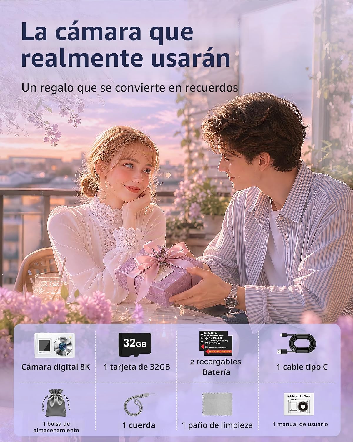 Cámara digital 8K, cámaras WiFi de 96 MP para fotografía con pantal...