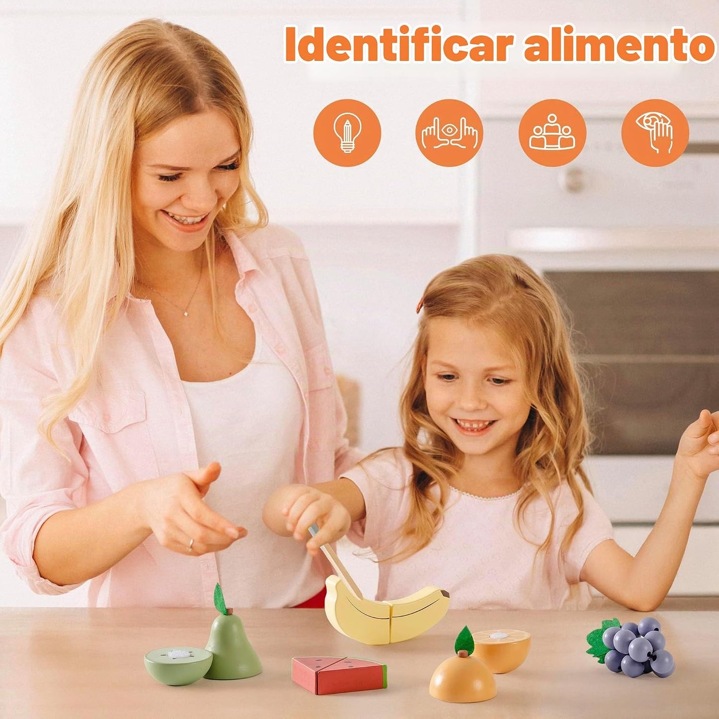 ROBOTIME Juego de Comida de Juguete de Madera para Cortar Frutas, J...