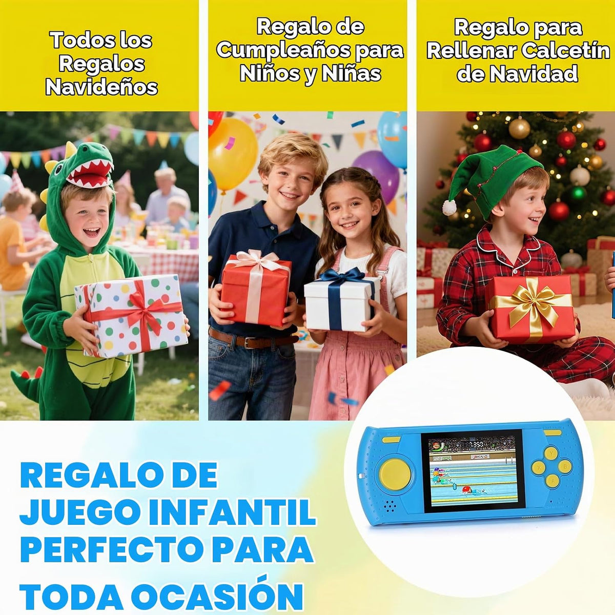Juego de mano para niños, reproductor de videojuegos portátil con 2...