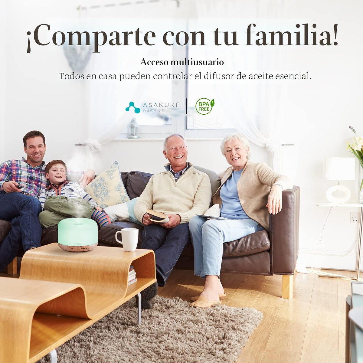 ASAKUKI - Difusor inteligente de aceites esenciales con Wi-Fi, apli...