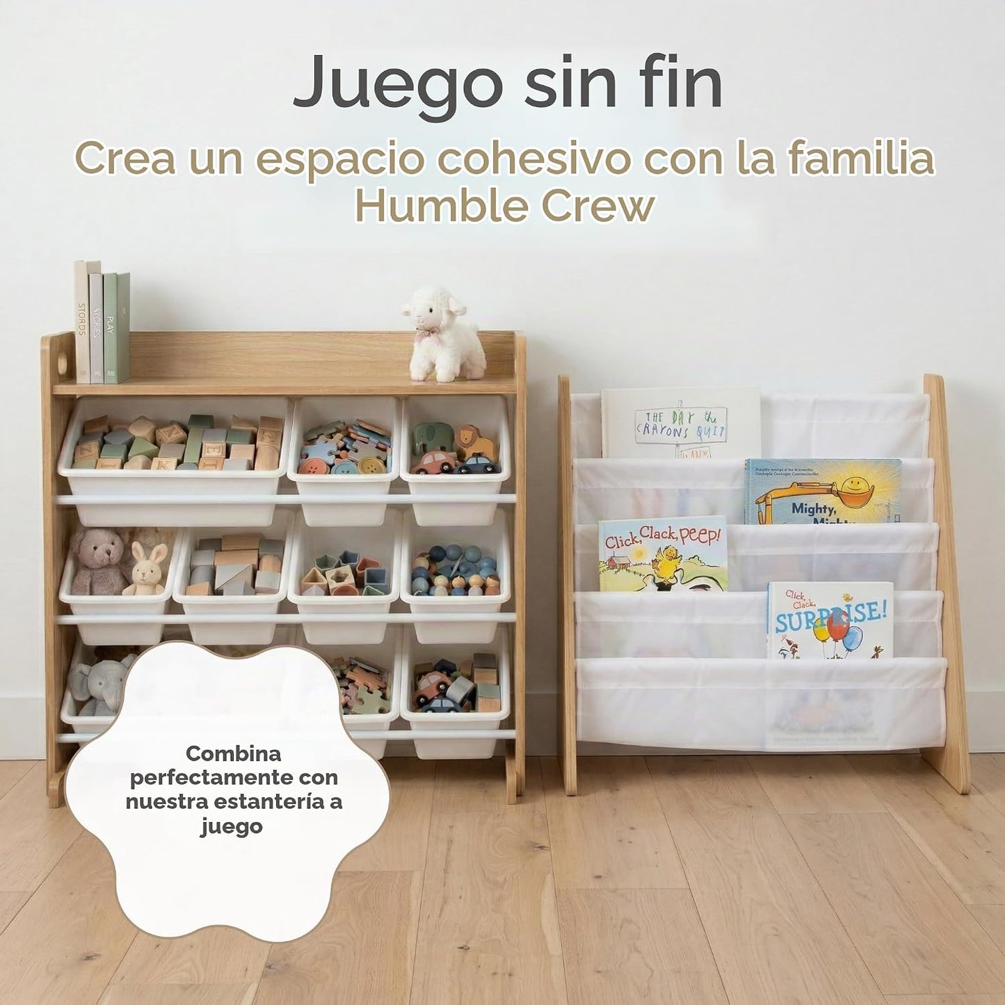 Humble Crew Organizador de juguetes para niños con estante de exhib...