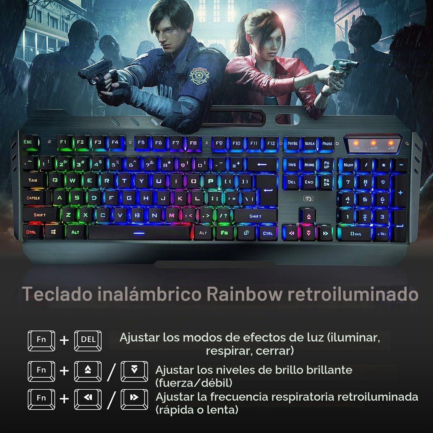Teclado y ratón recargables, tapa para tecla suspendida.