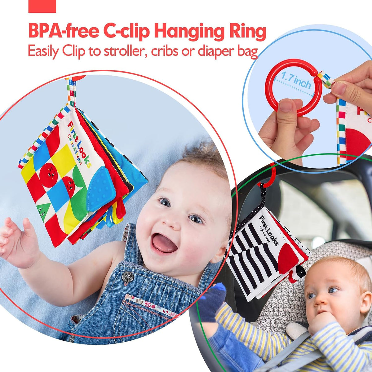 hahaland Baby Books - Juguetes para bebés de 0 a 6 meses, 2 unidade...