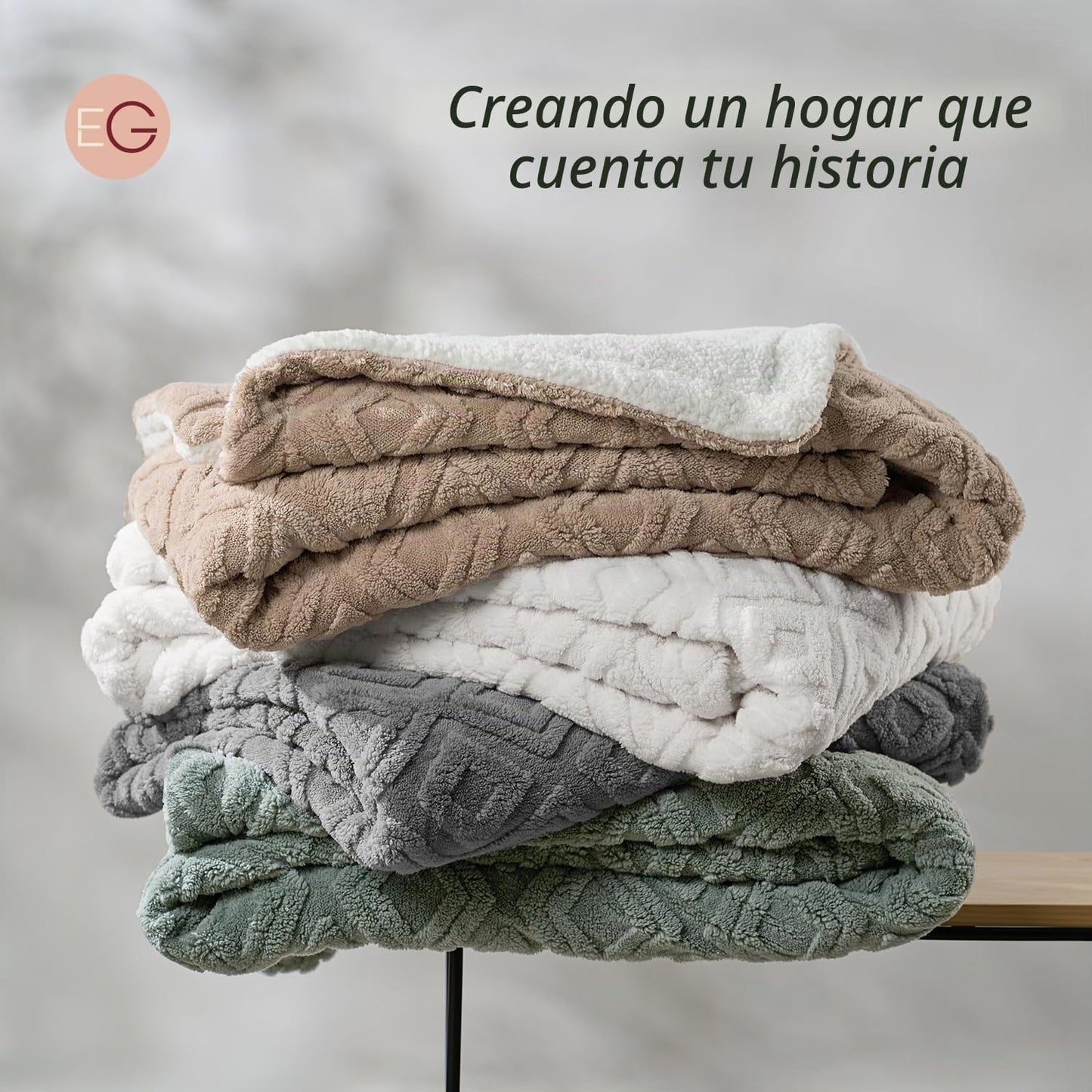 EverGrace Manta reversible de sherpa jacquard, 50 x 60 pulgadas, co...