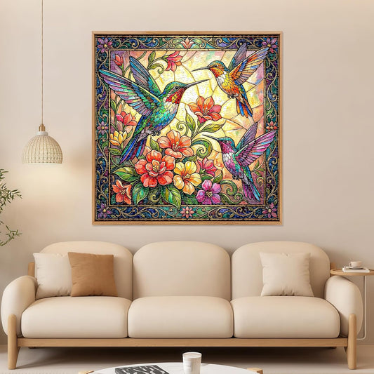 Rompecabezas de 1000 piezas de flores de colibrí vintage para adult...
