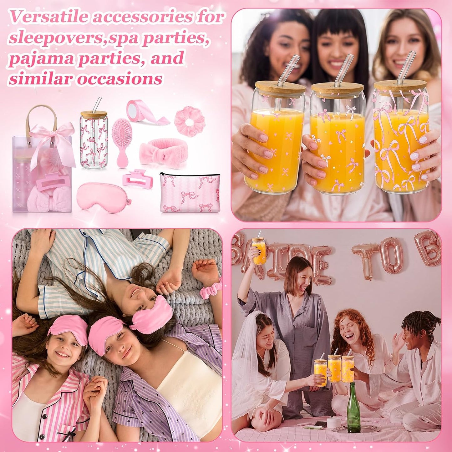 Mifoci 50 unidades de regalos de cumpleaños con lazo rosa para adol...