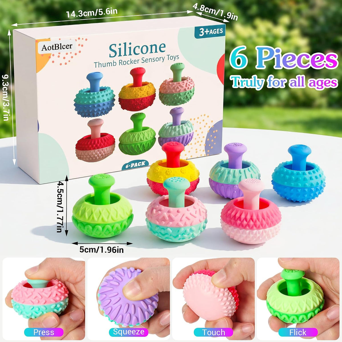 Mecedor de pulgar de silicona Fidget 6 piezas silencioso para escri...