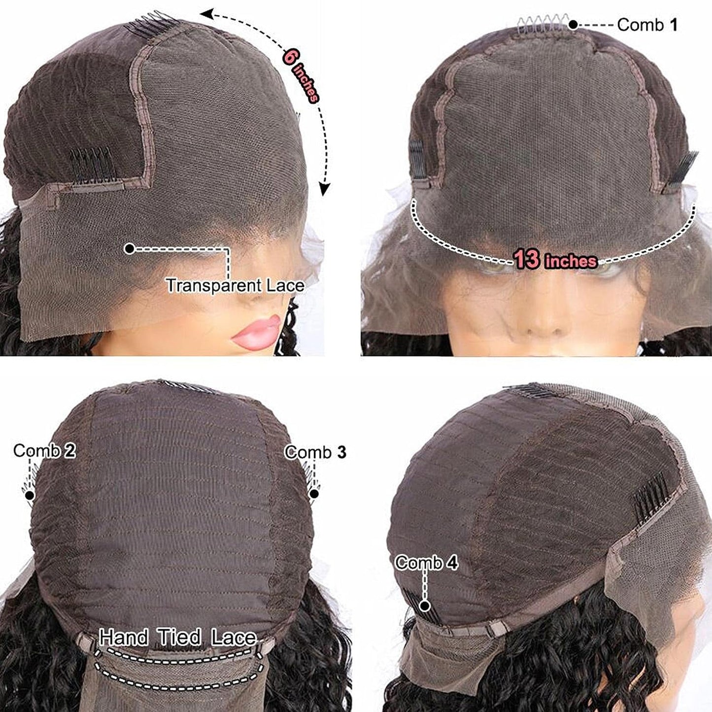 Peluca de pelo humano para mujeres negras; pelo humano rizado virge...