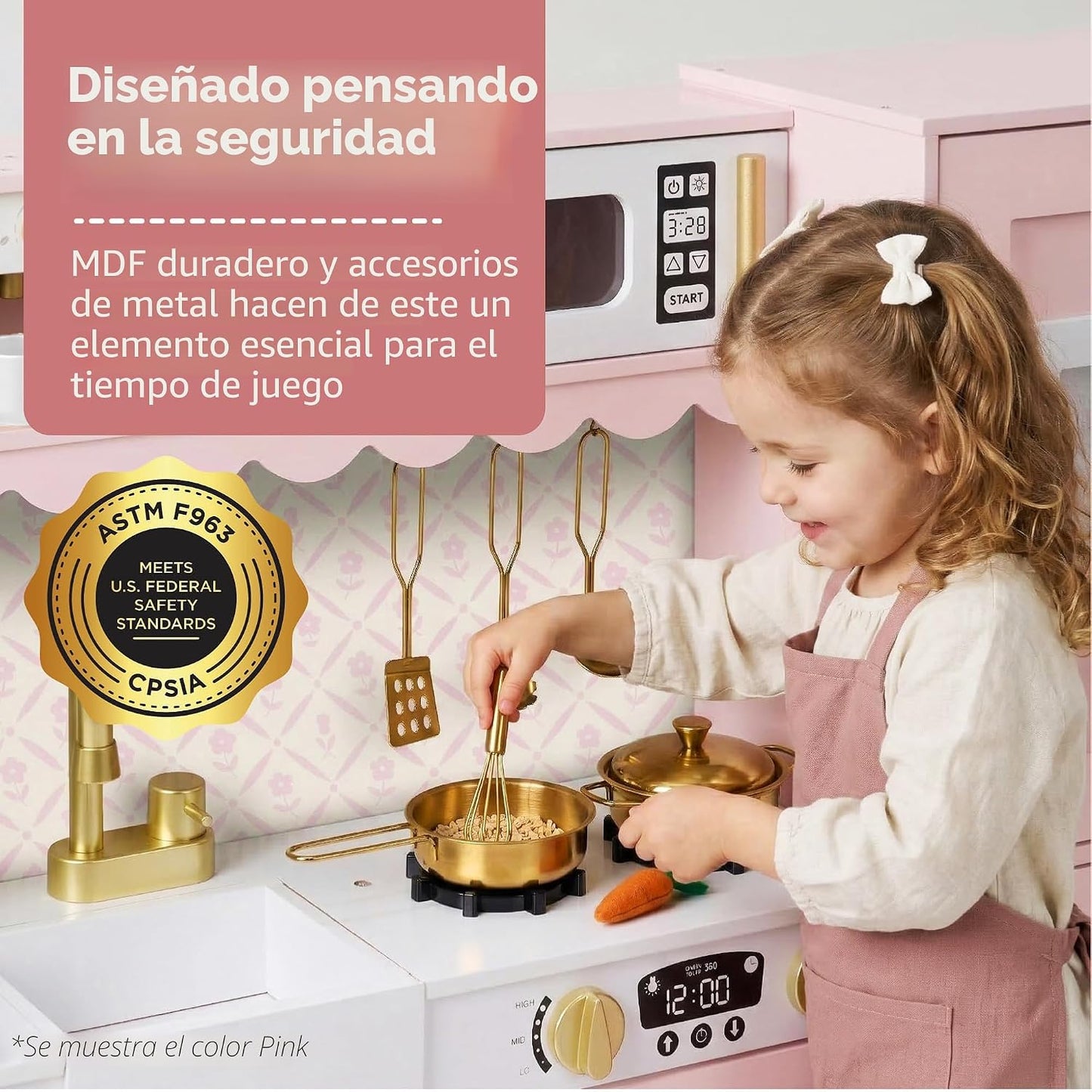 Best Choice Products Juego de cocina para niños, estilo cabaña, jue...