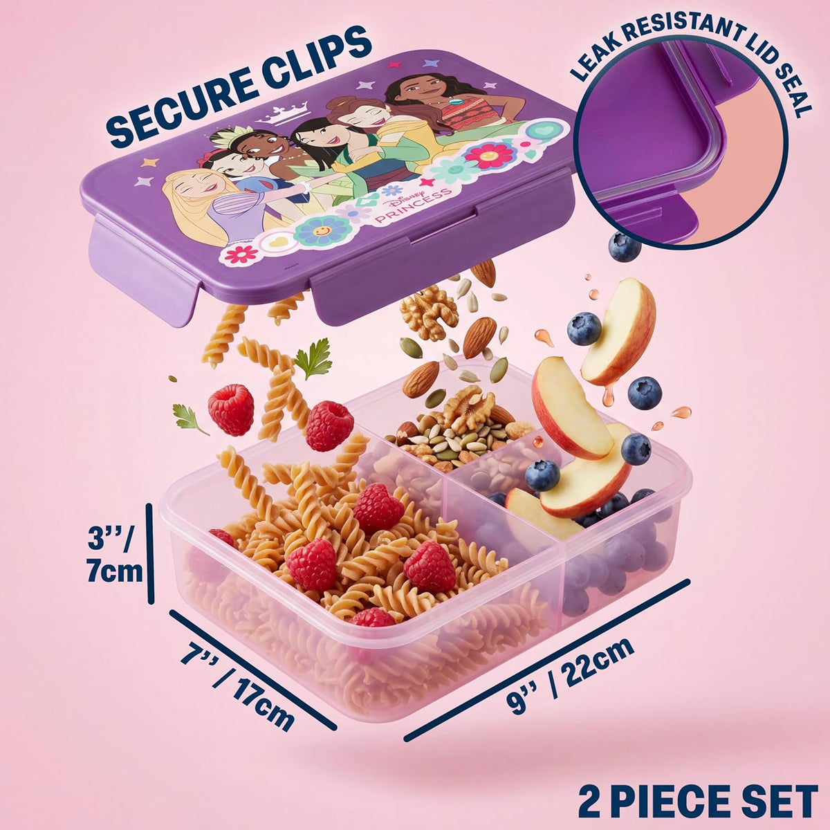 Get Trend Disney Princess - Juego de 2 cajas de almuerzo para niños...