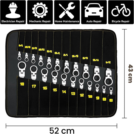 GRENPRO Juego de llaves de trinquete de cabeza flexible de 23 pieza...