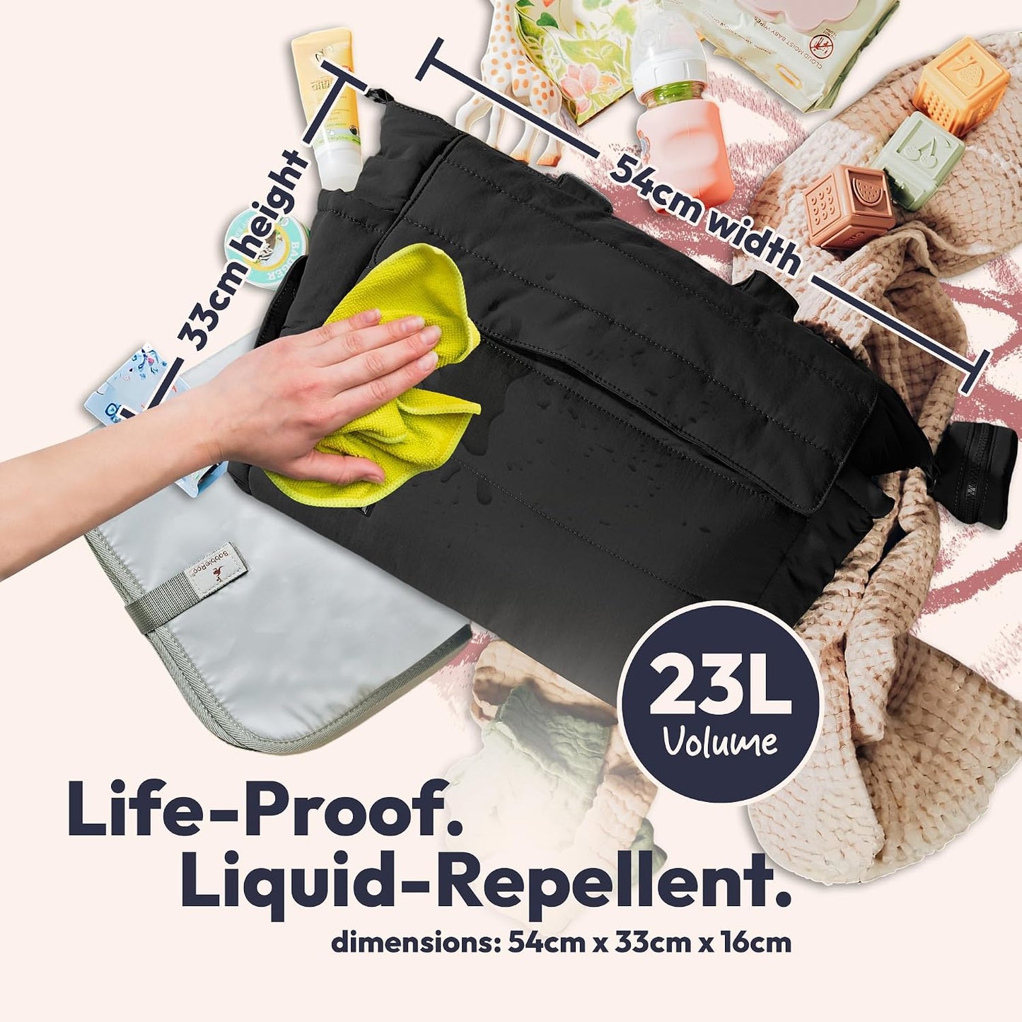 BabbleRoo Flo Tote - Bolsa de pañales, 14 bolsillos para recién nac...
