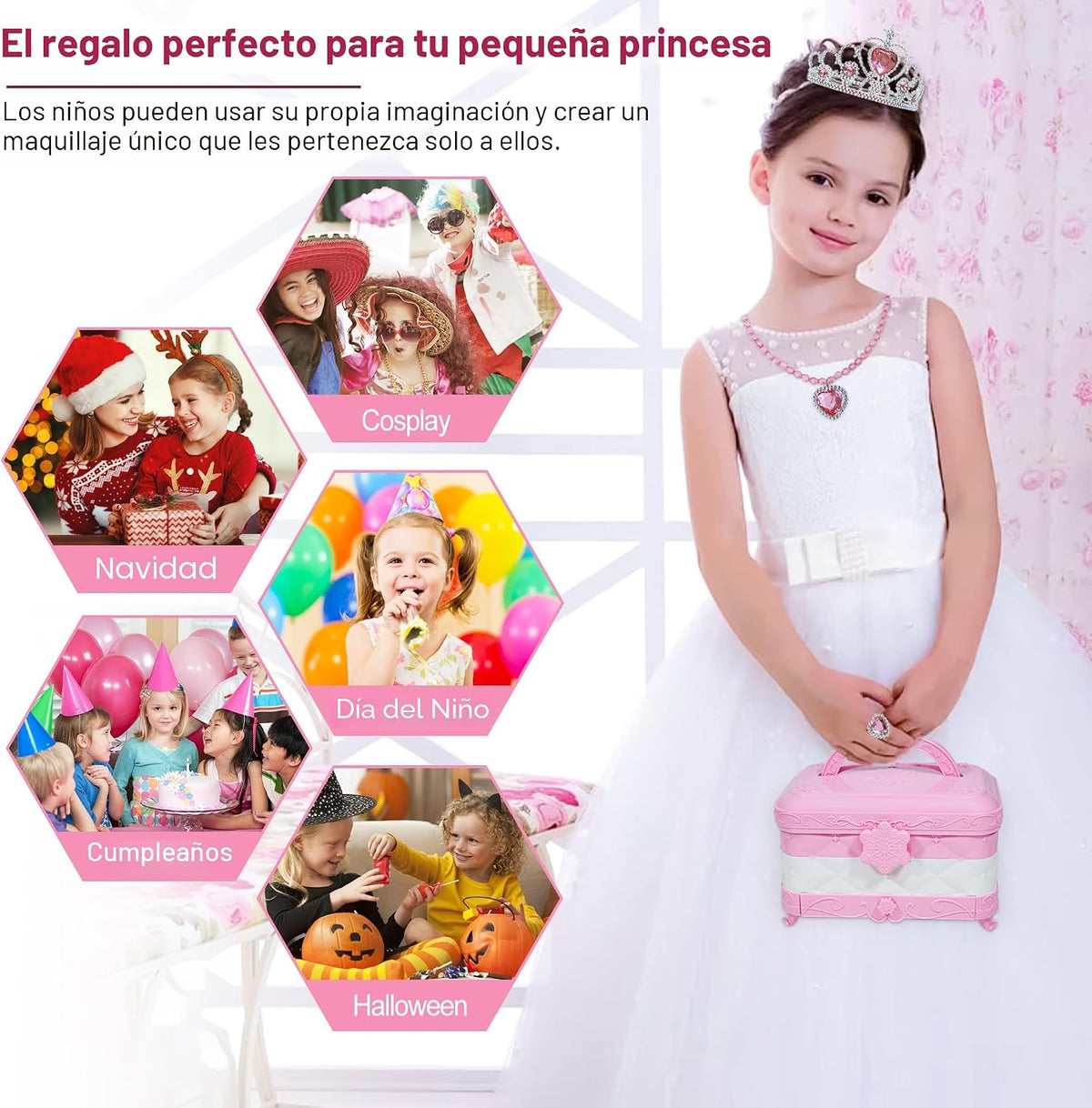 YasinKidz Kit de maquillaje 60 en 1 para niños, con espejo de maqui...