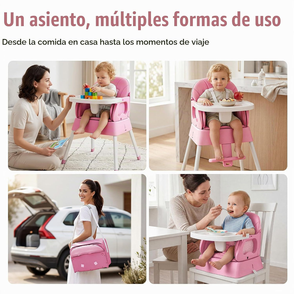 Silla alta plegable 5 en 1, silla alta convertible para bebés y niñ...