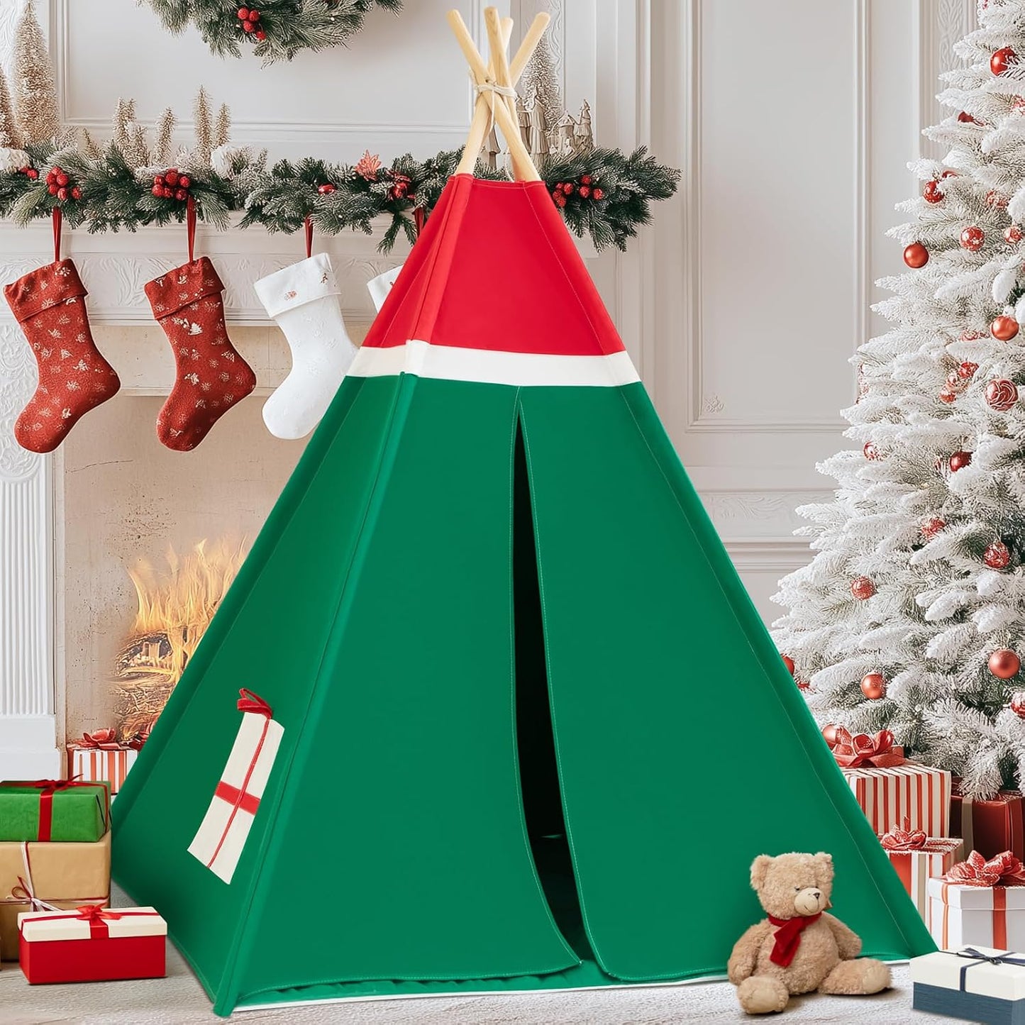 WIRHAO Tienda de campaña navideña para niños con colchoneta acolcha...