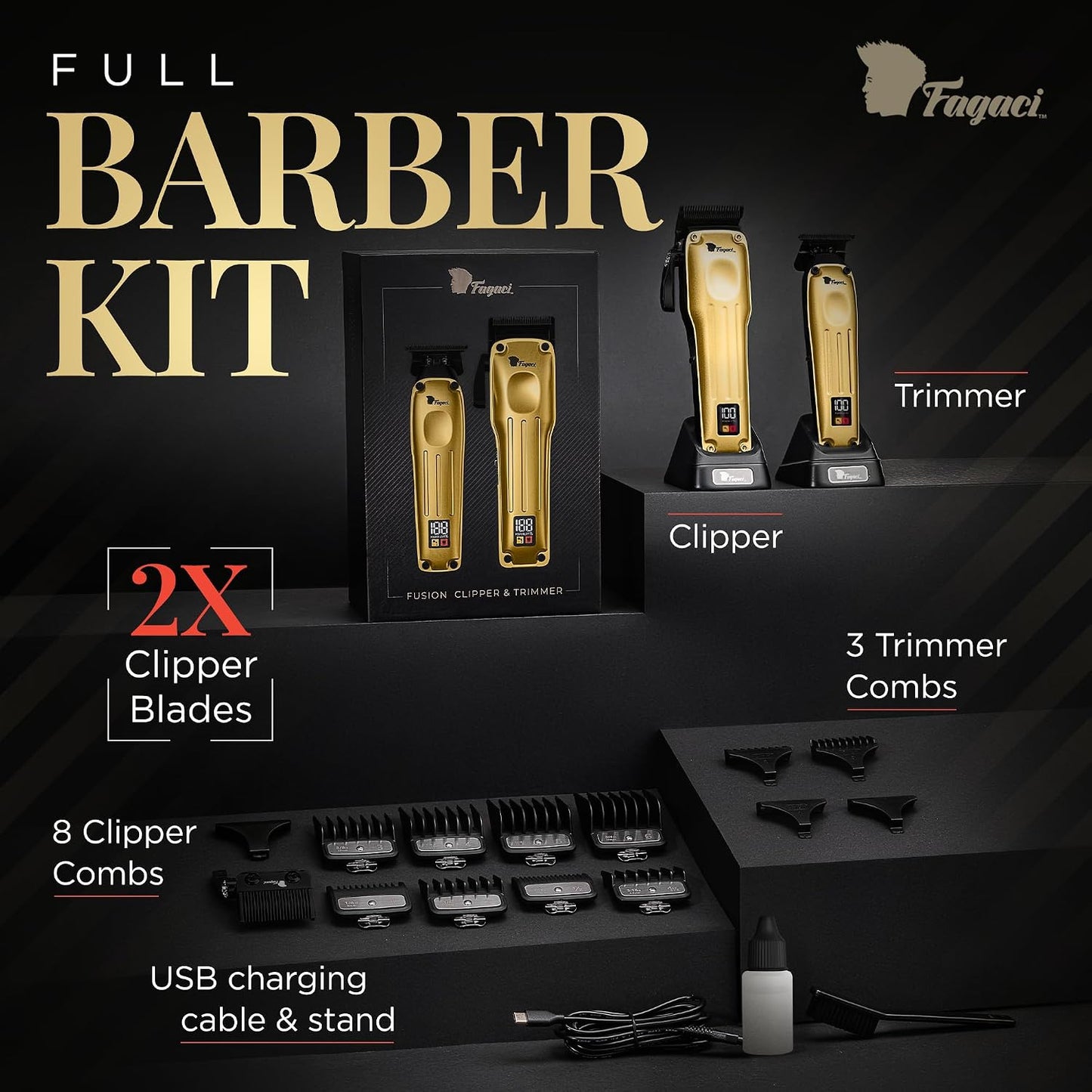 Fagaci Cortadora de pelo profesional para hombres, kit de peluquerí...