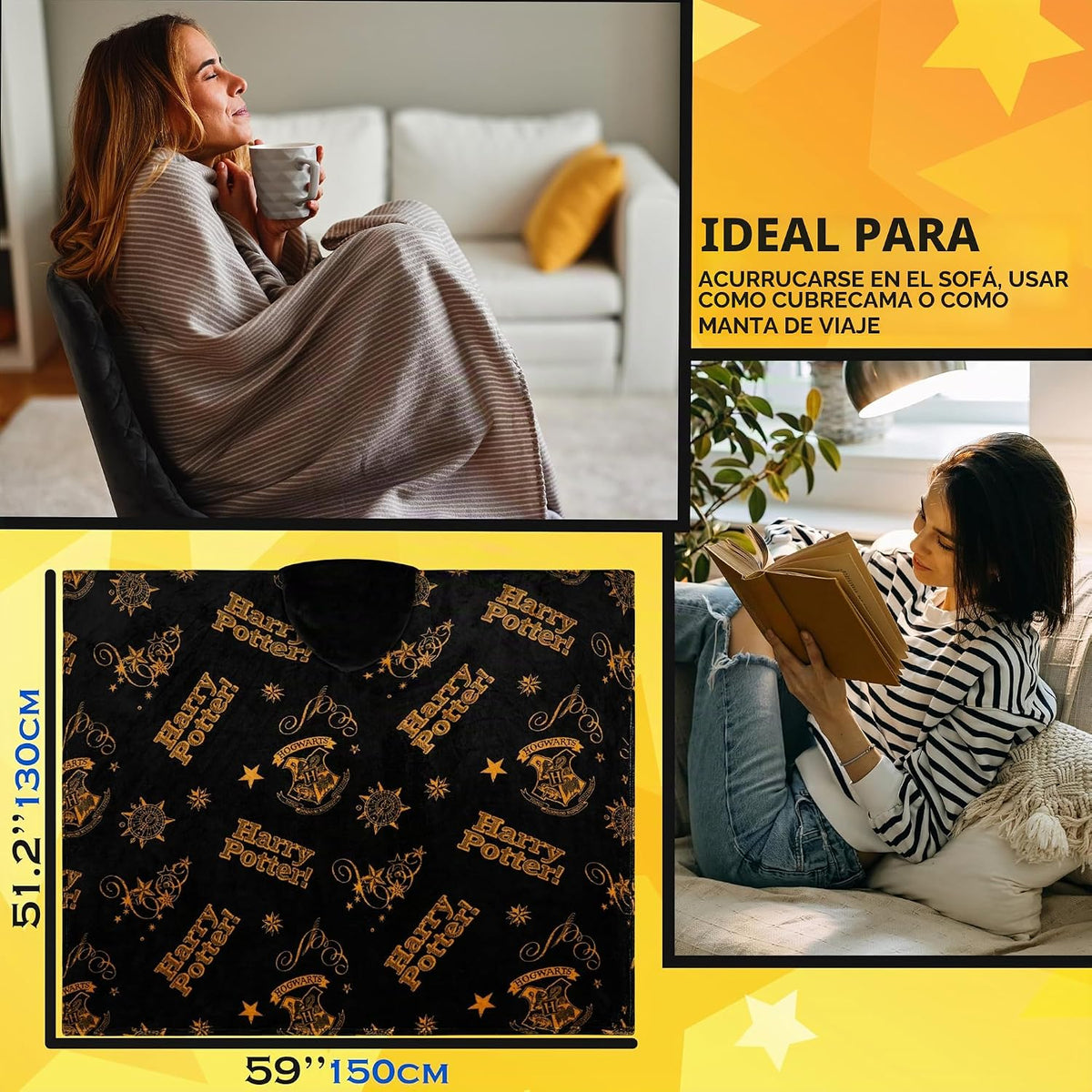 Get Trend Manta para adultos con capucha de 51 x 59 pulgadas, manta...